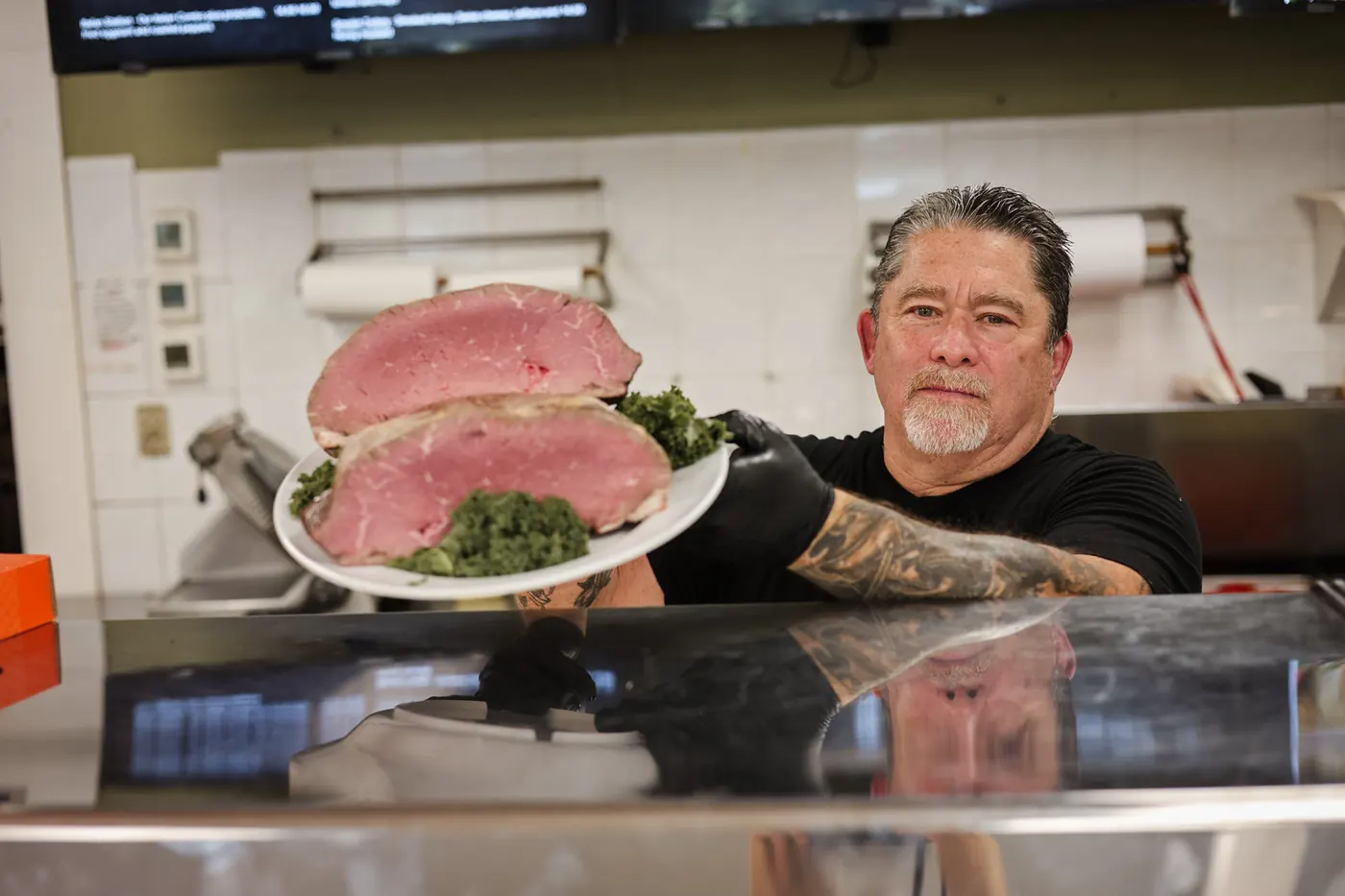 Roast beef at the deli counter